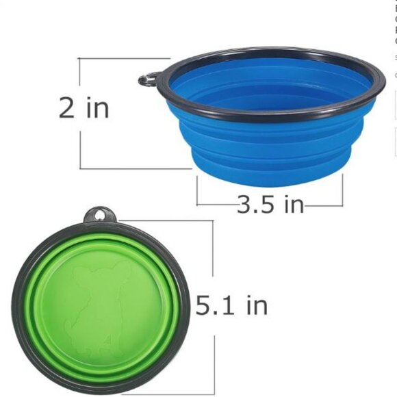 New 2 Collapsible Dog Bowls and 2 Silicone Non Slip Pet Dog Bowl Mats Grey - Picture 9 of 10
